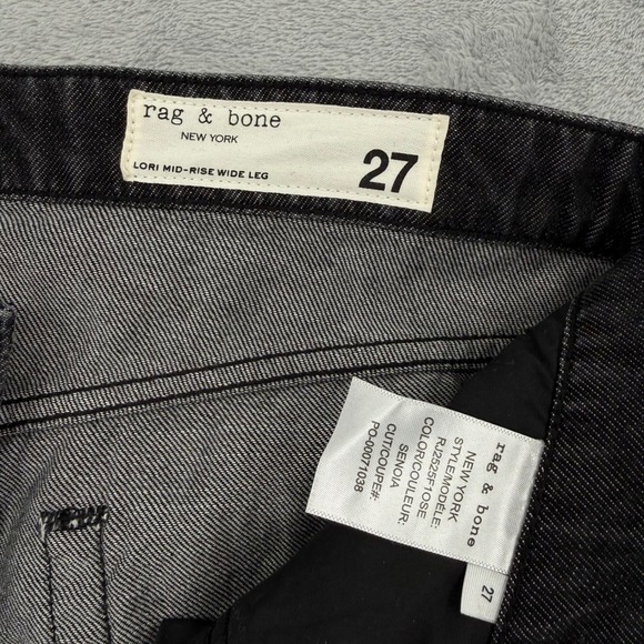 Rag & Bone Lori Mid-Rise Wide Leg Jeans Senoia Black Grey Women's Size 27 NEW - Picture 7 of 16
